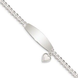 Kazi Luxury Sterling Silver w/Heart Charm ID Bracelet